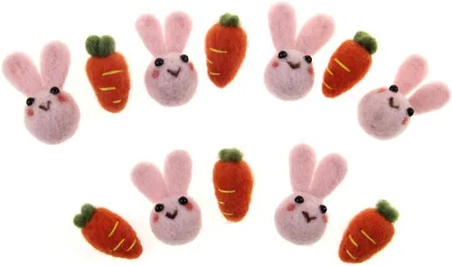 Miniatura 10 de Adorno de Pascua hecho a mano de lana de fieltro zanahorias conejito (3.5 in zanahoria)