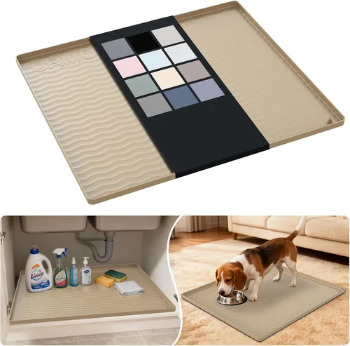 Miniatura 102 de URMONA Tapete de silicona impermeable para debajo del fregadero, 34 x 22 pulgadas, forro para estante de cocina y baño, protector de gabinetes