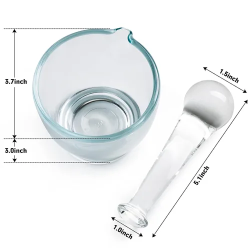 Miniatura 2 de Ultrassist Cuenco de cristal del mortero y de la mano de mortero de 4oz, amoladora y mezclador de la medicina para la farmacia o el laboratorio