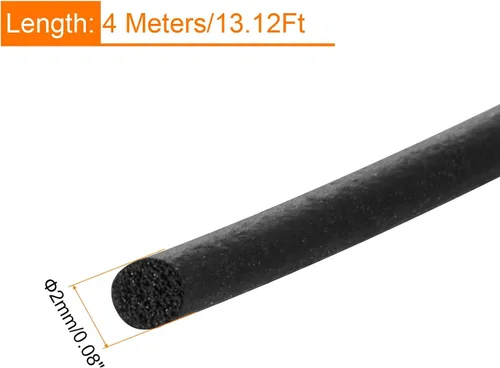 Miniatura 2 de uxcell Tira de sellado de goma de espuma, 0.08 pulgadas de diámetro x 13.12 pies de largo, redonda, EPDM, goma sólida para reducir el ruido, golpes