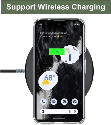 Miniatura 9 de Unov - Funda compatible con Pixel 7, diseño transparente de TPU suave, absorción de impactos, delgada, patrón labrado, cubierta protectora trasera