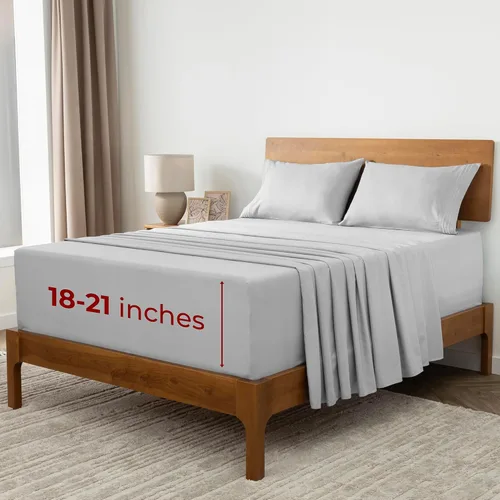 Mellanni Sábanas extra profundas tamaño King – Ropa de cama de 5 piezas de la colección Iconic Collection – Lujosas y ultrasuaves – Sábanas 1364