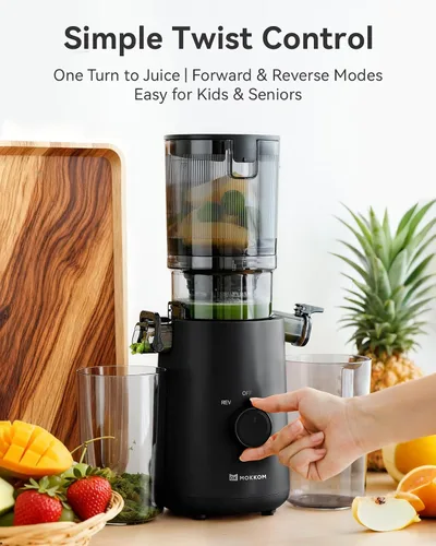 Miniatura 8 de MOKKOM Extractor de Jugo de Prensa Fría, Máquina Extractor de Jugo con Tolva de Alimentación Grande Actualizada, Alto Rendimiento de Jugo, Extractor