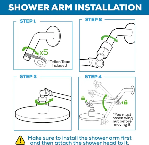 Miniatura 5 de SparkPod - Extensión de brazo de ducha ajustable de latón macizo, con conexión universal para todos los cabezales de ducha Fácil de instalar, 1
