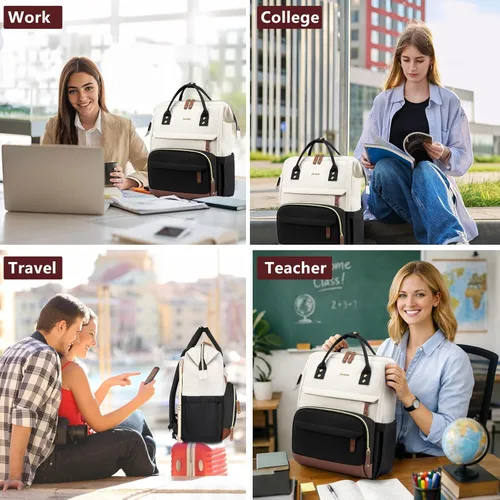 Miniatura 6 de Focdod - Mochila para mujer de 15.6 pulgadas: mochila para computadora portátil, bolsas de trabajo, mochilas con cargador USB, mochila escolar