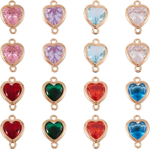 Miniatura 7 de Heart Connector Charms Faceted Crystal Love Heart Link Charms Valentines Linking Pendants with Double Loops for DIY Bracelet Necklace Jewelry Making