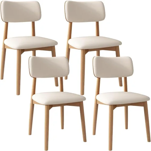 Miniatura 17 de YVYKFZD Solid Wood Dining Chairs, Kitchen Chairs Set with Curved Backrest, Leather Upholstered Dining Room Chair, Armless Living Room Chair, for