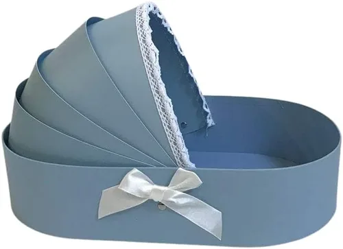 Miniatura 2 de UNIKPACKAGING Caja de regalo de estilo europeo de alta calidad, es una cesta floral para niño/niña para arreglos florales de estilo lujoso, (azul)