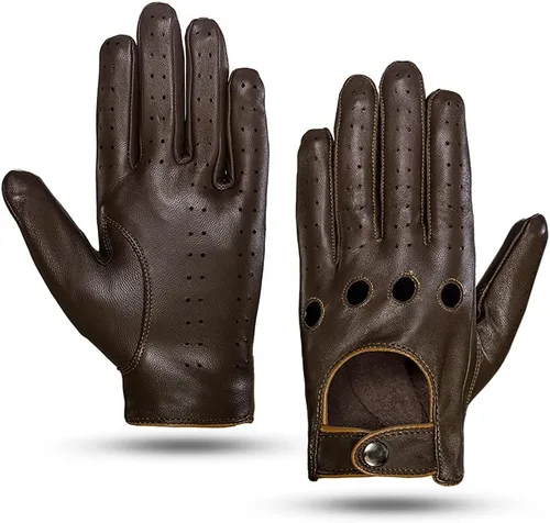 Miniatura 7 de MGGMOKAY Guantes de conducción de cuero con pantalla táctil sin forro para hombre