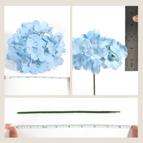 Miniatura 9 de Auihiay 26 piezas de flores hortensias artificiales de seda con tallo para decoración del hogar, bodas, fiesta.