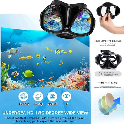 Miniatura 3 de Snorkeling Gear for Adults Youth, Nearsighted Anti-Fog Diving Mask & Silicone Dry Snorkel for Scuba Diving Spearfishing Freediving