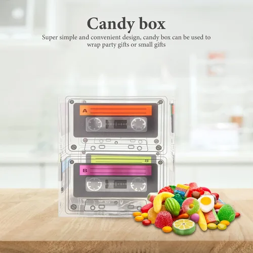 Miniatura 9 de Yardwe Paquete de 5 cajas de cinta de casete para fiesta, cajas de dulces retro de los años 80 para decoración de mesa de cumpleaños, 5.03 x 4.84 x