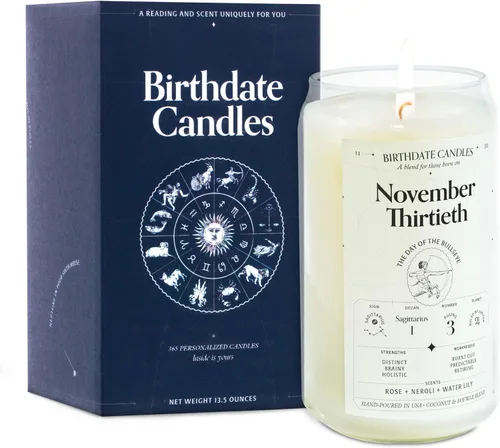 Miniatura 27 de Velas con fecha de nacimiento, 28 de octubre, velas perfumadas del zodiaco de Escorpio, regalo de cumpleaños, aroma a bergamota, canela y caoba