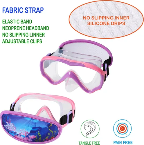 Miniatura 4 de Gafas de natación para niños de 6 a 14 años, máscara de buceo sin enredos, gafas de agua, cubierta de nariz para jóvenes y jóvenes 1 unidad: rosa
