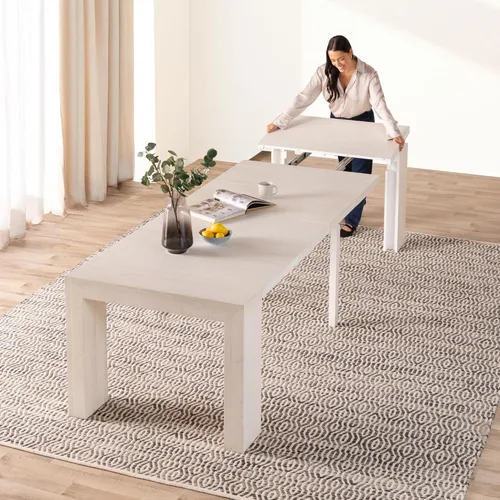 Miniatura 32 de Transformer Table - Mesa de comedor extensible de madera maciza, asientos 2-12, mesa de comedor expandible, muebles que ahorran espacio, muebles
