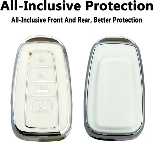 Miniatura 3 de Funda para Llavero Compatible con Toyota 2019-2023 Camry RAV4 Highlander Corolla 4Runner Avalon C-HR Prius (Blanco-Set Único)