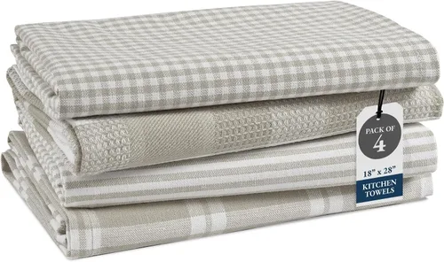 Miniatura 11 de LANE LINEN Juego de 6 paños de cocina de algodón para secar platos, 18 x 28 pulgadas, absorbentes, de secado rápido, color beige 07: Amarillo