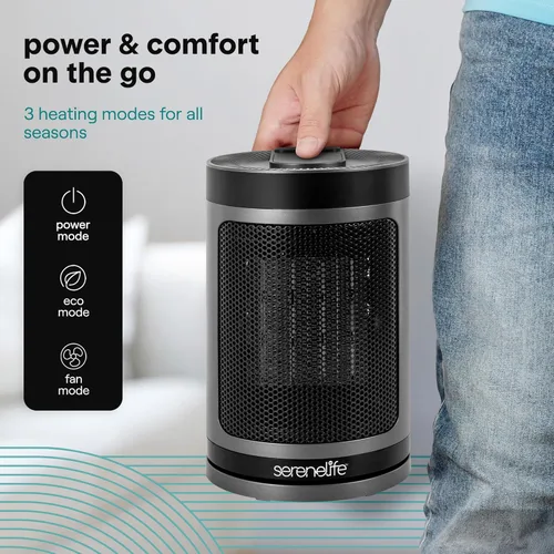 Miniatura 6 de SereneLife Calentador de espacio inteligente: calentador eléctrico para interiores de 1500 W con termostato, control remoto, temporizador de 12 WiFi