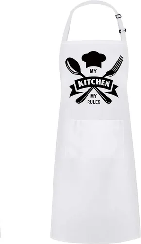 Miniatura 9 de Hyzrz Divertidos delantales ajustables para panadero con bolsillo para cocinero, parrilla, barbacoa, delantal de chef, regalos para el día del Negro