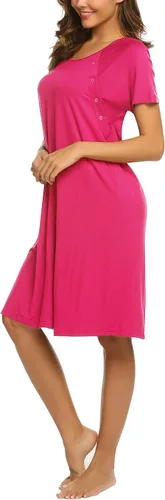 Miniatura 5 de Ekouaer - Camisón con botones y manga corta para mujer, vestido para lactancia, parto, hospital y maternidad, tallas S-XXL