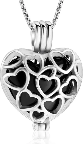 Miniatura 41 de Collar con medallón de cremación conmemorativa con corazón eterno con mini urna para cenizas de seres queridos