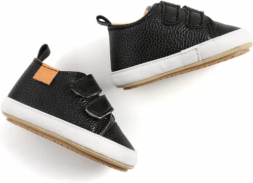 Miniatura 8 de QWZban Zapatos de bebé para niños y niñas, zapatillas de deporte con suela de goma antideslizante, para cuna de bebé, zapatos de vestir