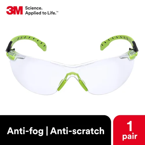 Miniatura 3 de 3M Gafas de seguridad, Solus 1000, S1201SGAF, ANSI Z87, lente antivaho Scotchgard, marco verde/negro, media montura, varillas acolchadas, puente
