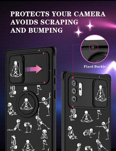 Miniatura 3 de Funda 2 en 1 para Samsung Galaxy Note 10 Plus con diseño de calavera para teléfono con diseño de esqueleto para yoga, fantasma, horror, con cubierta