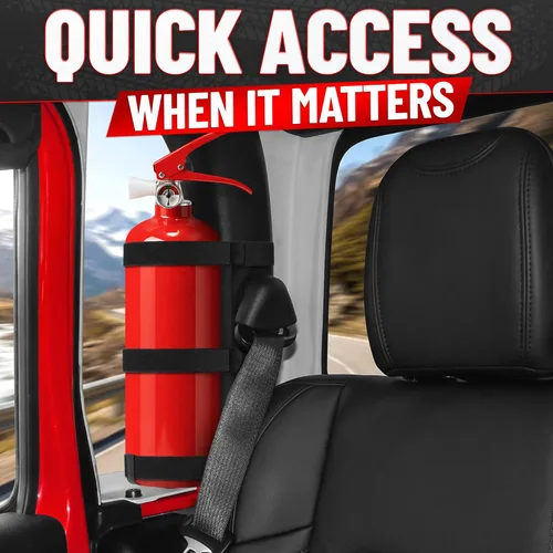 Miniatura 7 de Fire Extinguisher Mount for Vehicle - Adjustable Nylon Strap Fix, No-Drill, Roll Bar Mount, Quick Release Fits 3 lb Extinguishers - Fire