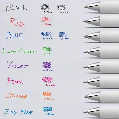 Miniatura 6 de Pentel EnerGel Pearl - Bolígrafo de gel líquido retráctil, punta de aguja (0,7 mm), trazo medio, tinta azul, paquete de 2 unidades (BLN77WBP2C)