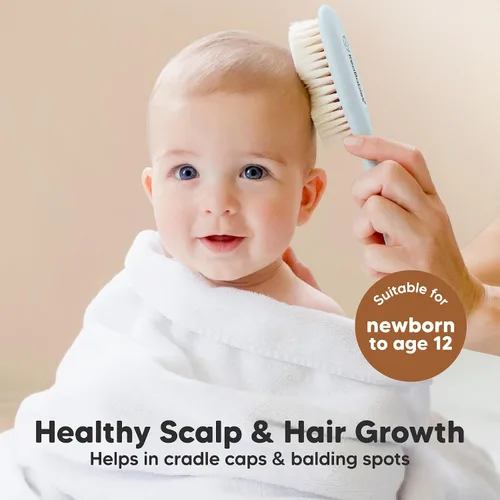 Miniatura 3 de Cepillo de madera para el pelo del bebé para niñas y niños, cepillo de cuna para bebés, cerdas suaves de cabra, peine perfecto para el cuero Frost