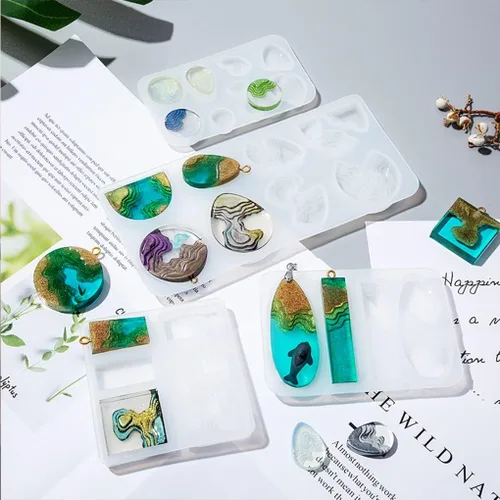 Miniatura 5 de 4 moldes para colgantes de resina isla, moldes de silicona oceánica para resina epoxi, moldes de resina de joyería para aretes, collares