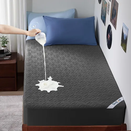 Miniatura 22 de BEDLORE Protector de colchón impermeable, protector de colchón de tamaño individual con bolsillo profundo de 6 a 15 pulgadas de profundidad, suave