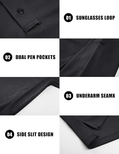 Miniatura 6 de MAGNIVIT Camisas Polo para Hombre de Manga Larga, de Secado Rápido, Rendimiento Militar, Táctico, para Combate del Ejército