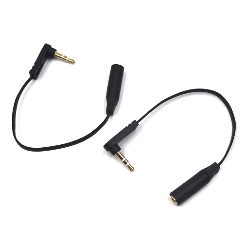 Miniatura 5 de Cable plano de audio de extensión TRS Jack de 5.9 in 1/8 de pulgada y 0.138 in, paquete de 2, ángulo de 90 grados de 0.138 in, enchufe estéreo de 3