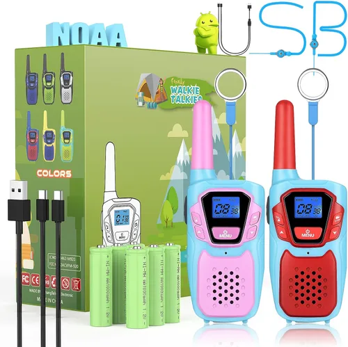 Miniatura 11 de Walkie Talkies para Niños de Topsung 2 Pack NOAA Walkie-Talkies para Adultos Recargables de Largo Alcance Radios de 2 Vías para Familia, Equipo