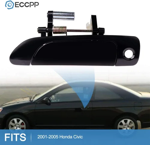 Miniatura 2 de ECCPP Manija de puerta Exterior Exterior Exterior Delantero Lado del Conductor para 2001-2005 para Honda Civic Smooth Negro