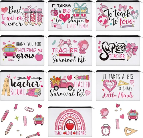 Miniatura 7 de Irenare 30 unidades de regalos de agradecimiento para profesores, bolsas de maquillaje de agradecimiento para mujeres, bolsa de lona para cosméticos