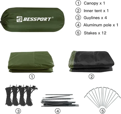 Miniatura 3 de Bessport Tienda de campaña para 2-3 personas, tienda de campaña ligera para mochileros, impermeable, resistente al viento, dos puertas, fácil