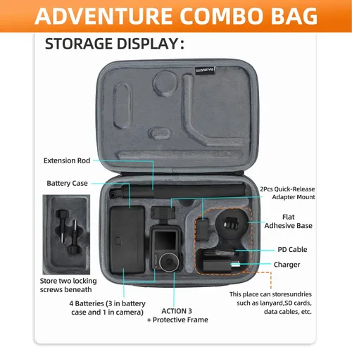 Miniatura 2 de Osmo Action 3 Funda para DJI Action 3 Accesorios de cubierta de cámara Bolsa de viaje compacta Estuche de transporte duro Estuche de transporte