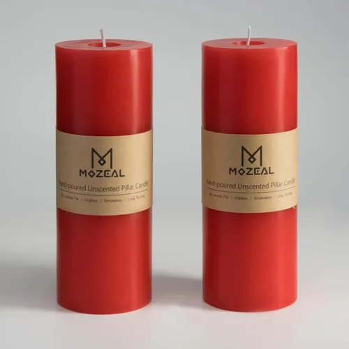 Miniatura 146 de MOZEAL Velas grandes sin perfume vertidas a mano de 3 x 8 pulgadas, sin humo, juego de 2, combustión lenta, sin goteo, aproximadamente 150 horas