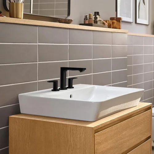 Miniatura 6 de Hansgrohe Rebris E 72532001 - Grifo de lavabo de baño contemporáneo con 2 manijas y 3 agujeros y 5 pulgadas de alto, cromado, 72532001