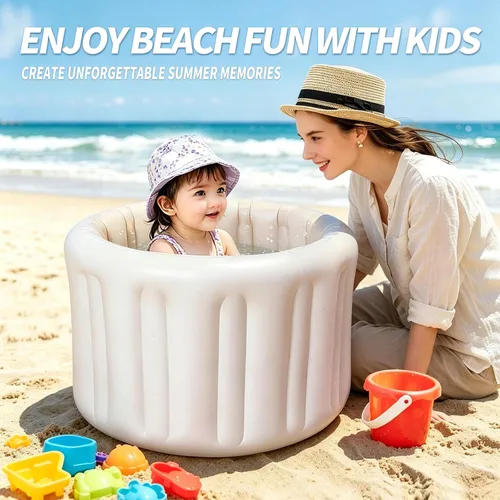 Miniatura 2 de Bañera inflable portátil para bebés de 6 meses en adelante, piscina plegable para bebés con base antideslizante y asiento de apoyo suave, ideal