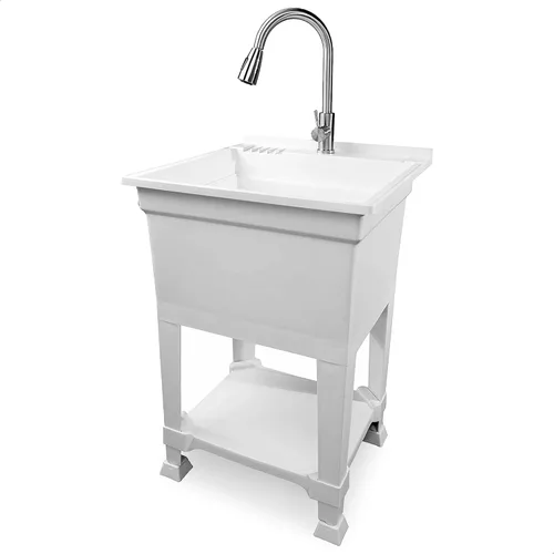 Miniatura 14 de UTILITYSINKS Fregadero Utilitario Independiente con Dren de Conexión Rápida, 24 x 24 Pulgadas, Negro - Fregadero Portátil y Compacto con Grifo