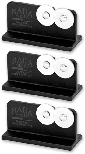Rada Cutlery Quick Edge - Afilador de cuchillos – Ruedas de acero inoxidable fabricadas en los Estados Unidos, paquete de 3