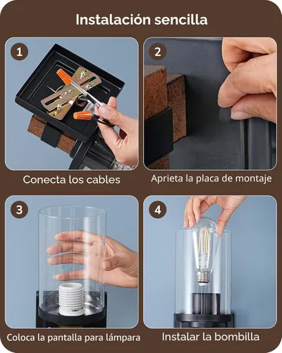 Miniatura 3 de EDISHINE Juego de apliques de pared de 2, accesorios de iluminación de tocador de estilo granja para baño, lámpara de montaje en pared rústica