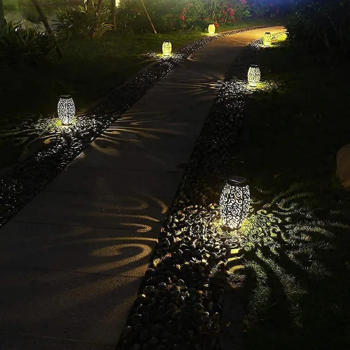 Miniatura 5 de esgarden Paquete de 2 faroles para exteriores mejorados de 15 lúmenes, regalos de jardinería, faroles solares para patio, luces colgantes
