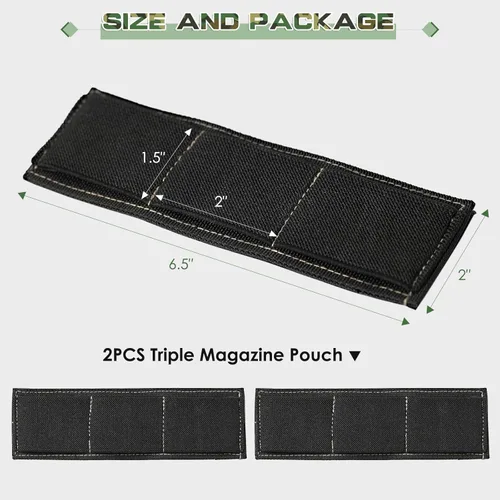 Miniatura 2 de Soporte para cargador de triple pistola, 1 paquete de soporte para linterna Molle, bolsa de gancho y bucle para mochilas de transporte ocultas