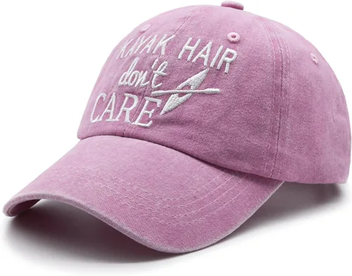 Miniatura 2 de Gorra de béisbol ajustable lavada con diseño de Kayak Hair Don't Care para mujer