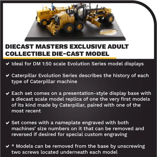 Miniatura 3 de Diecast Masters 1:50 Caterpillar Diesel No. 12 y 12M3 Motoniveladora, Evolution Series Cat Truck Camión para gatos modelo a escala coleccionable